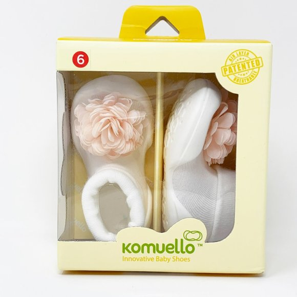 Komuello Corsage White Slip on Slip Resistant Baby Shoes Size 6 - Picture 8 of 9